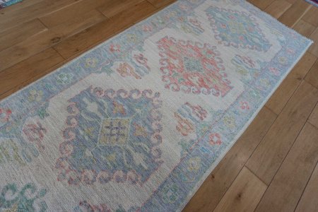 Hand-Knotted Afghan Oushak Rug From Afghanistan