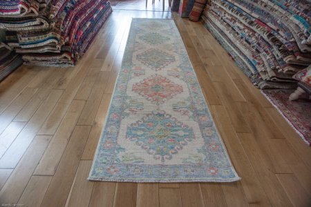Hand-Knotted Afghan Oushak Rug From Afghanistan
