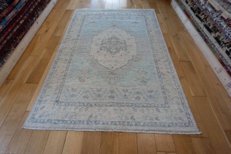 Hand-Knotted Afghan Oushak Rug From Afghanistan