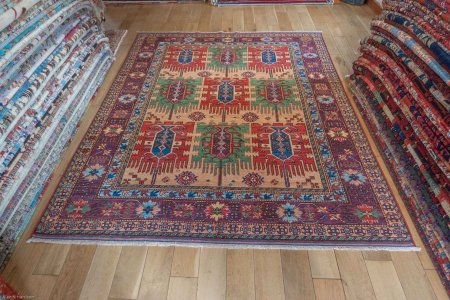 Hand-Knotted Waziri Rug From Afghanistan