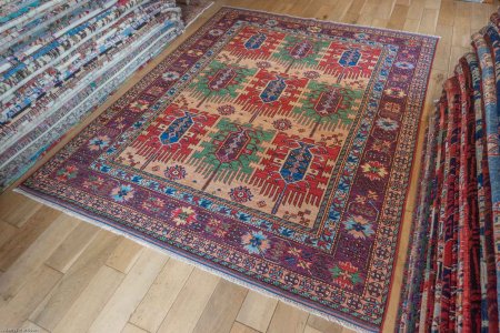 Hand-Knotted Waziri Rug From Afghanistan