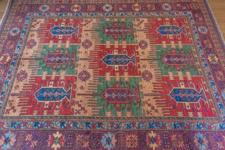 Hand-Knotted Waziri Rug From Afghanistan