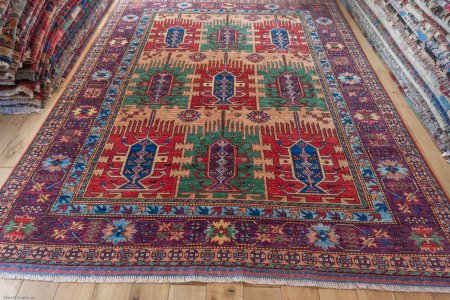 Hand-Knotted Waziri Rug From Afghanistan