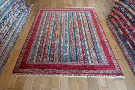 Hand-Knotted Khorjin Rug From Afghanistan