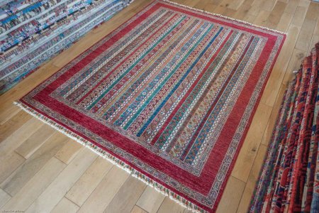 Hand-Knotted Khorjin Rug From Afghanistan