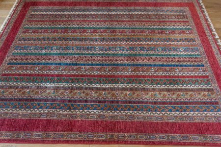 Hand-Knotted Khorjin Rug From Afghanistan
