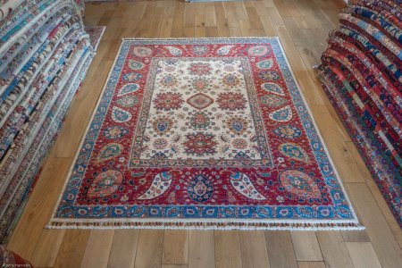 Hand-Knotted Sozani Rug From Iran (Persian)