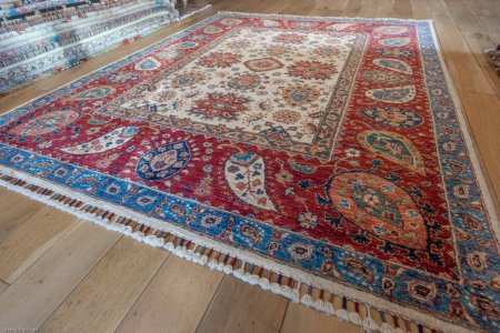 Hand-Knotted Sozani Rug From Iran (Persian)