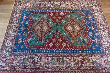 Hand-Knotted Kazak Rug From Afghanistan