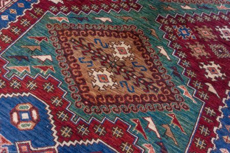 Hand-Knotted Kazak Rug From Afghanistan