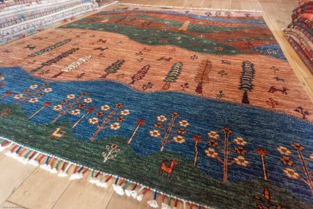 Hand-Knotted Khorjin Rug From Afghanistan