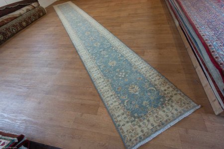 Hand-Knotted Ziegler Runner From Afghanistan