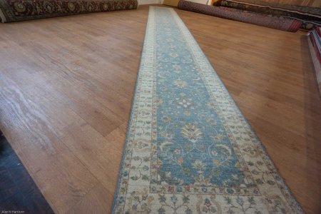 Hand-Knotted Ziegler Runner From Afghanistan