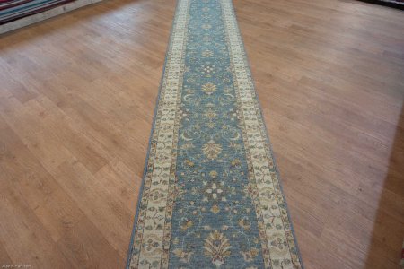 Hand-Knotted Ziegler Runner From Afghanistan