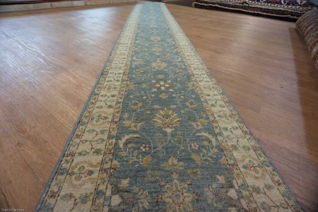 Hand-Knotted Ziegler Runner From Afghanistan