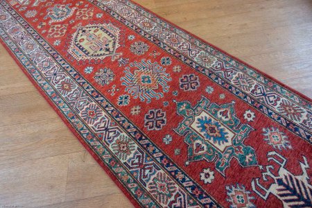 Hand-Knotted Kazak Runner From Afghanistan