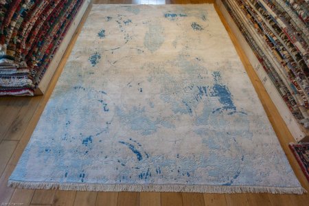 Hand-Knotted Tibetan Jewel Rug From India