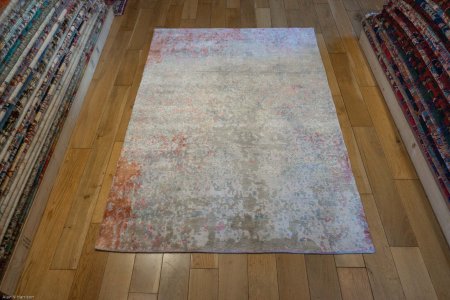 Hand-Knotted Tibetan Jewel Rug From India