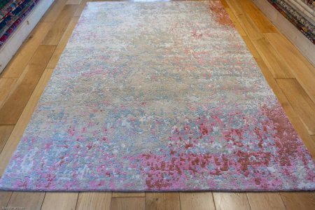 Hand-Knotted Tibetan Jewel Rug From India