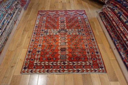 Hand-Knotted Fine Ersari Rug From Afghanistan