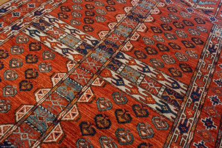 Hand-Knotted Fine Ersari Rug From Afghanistan
