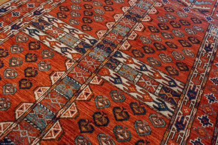 Hand-Knotted Fine Ersari Rug From Afghanistan