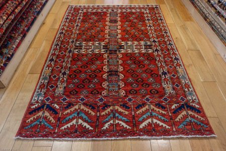 Hand-Knotted Fine Ersari Rug From Afghanistan