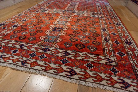 Hand-Knotted Fine Ersari Rug From Afghanistan