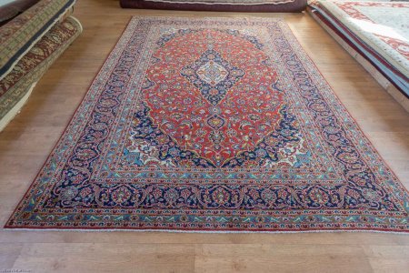 Hand-Knotted Kashan Rug From Iran (Persian)