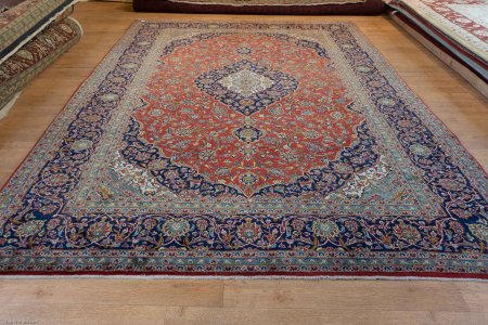 Hand-Knotted Kashan Rug From Iran (Persian)