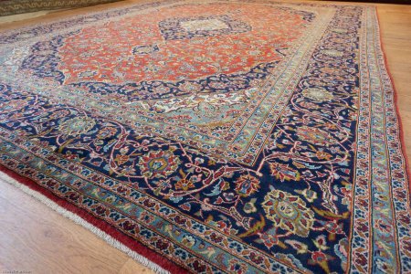 Hand-Knotted Kashan Rug From Iran (Persian)