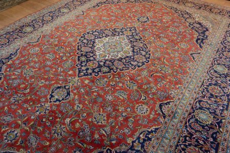 Hand-Knotted Kashan Rug From Iran (Persian)