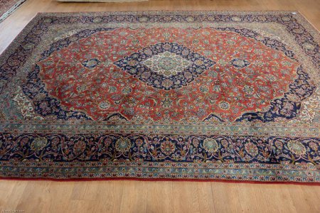 Hand-Knotted Kashan Rug From Iran (Persian)