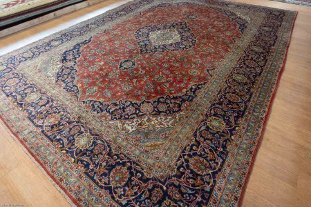 Hand-Knotted Kashan Rug From Iran (Persian)