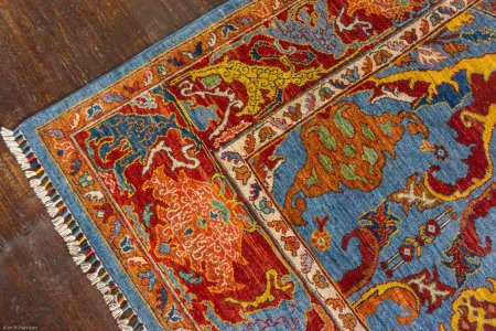 Hand-Knotted William Morris Design Rug From Afghanistan