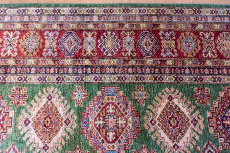 Hand-Knotted Fine Kazak Rug From Afghanistan