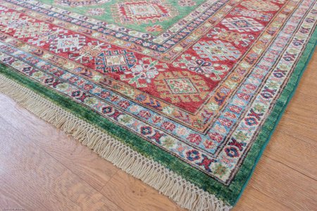 Hand-Knotted Fine Kazak Rug From Afghanistan