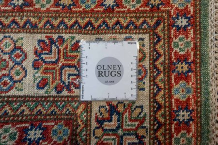 Hand-Knotted Fine Kazak Rug From Afghanistan
