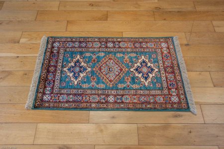 Hand-Knotted Fine Kazak Rug From Afghanistan