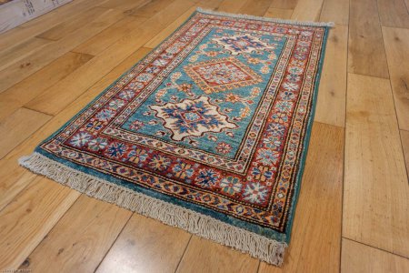 Hand-Knotted Fine Kazak Rug From Afghanistan