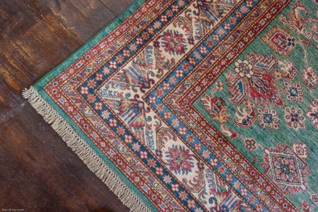 Hand-Knotted Fine Kazak Rug From Afghanistan