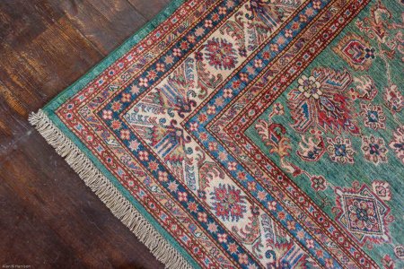 Hand-Knotted Fine Kazak Rug From Afghanistan