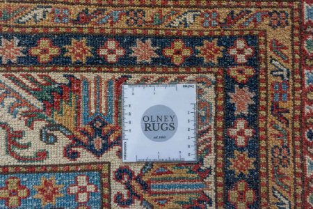 Hand-Knotted Fine Kazak Rug From Afghanistan