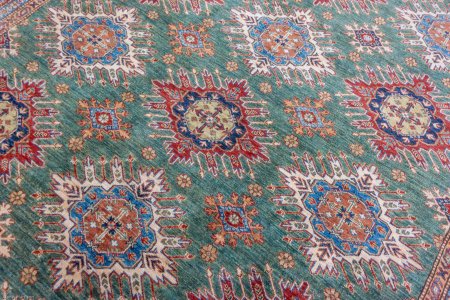 Hand-Knotted Fine Kazak Rug From Afghanistan