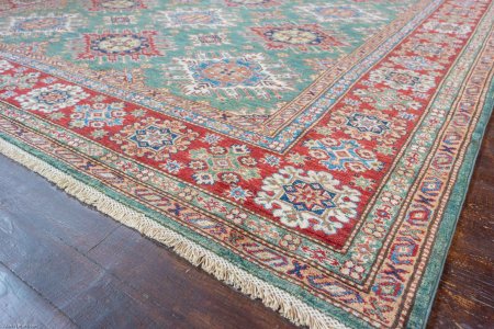 Hand-Knotted Fine Kazak Rug From Afghanistan