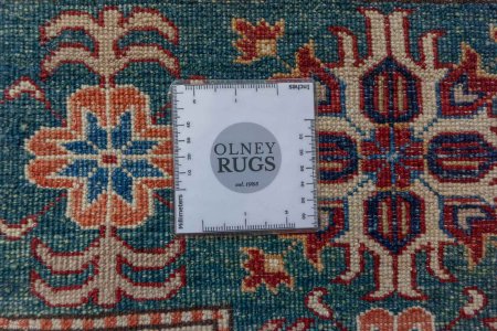 Hand-Knotted Fine Kazak Rug From Afghanistan