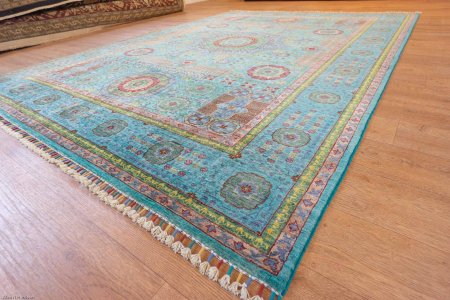 Hand-Knotted Fine Mamluk Rug From Afghanistan