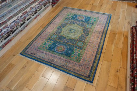 Hand-Knotted Fine Mamluk Rug From Afghanistan