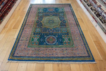 Hand-Knotted Fine Mamluk Rug From Afghanistan