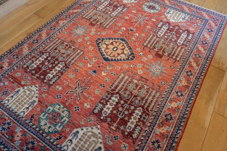 Hand-Knotted Waziri Rug From Afghanistan